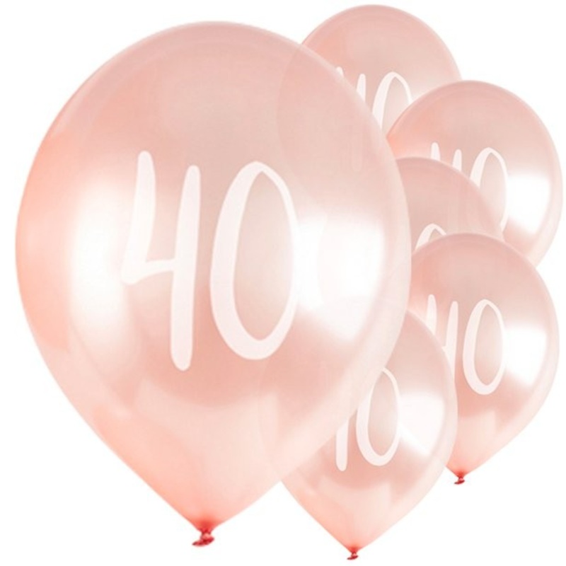 5 rose gold latex balloons 40th birthday