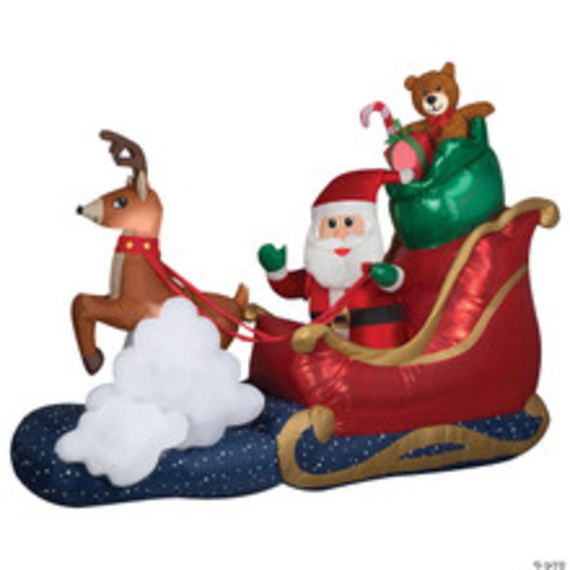 ARBLWN WAIVING SNTA N SLEIGH W REINDEER