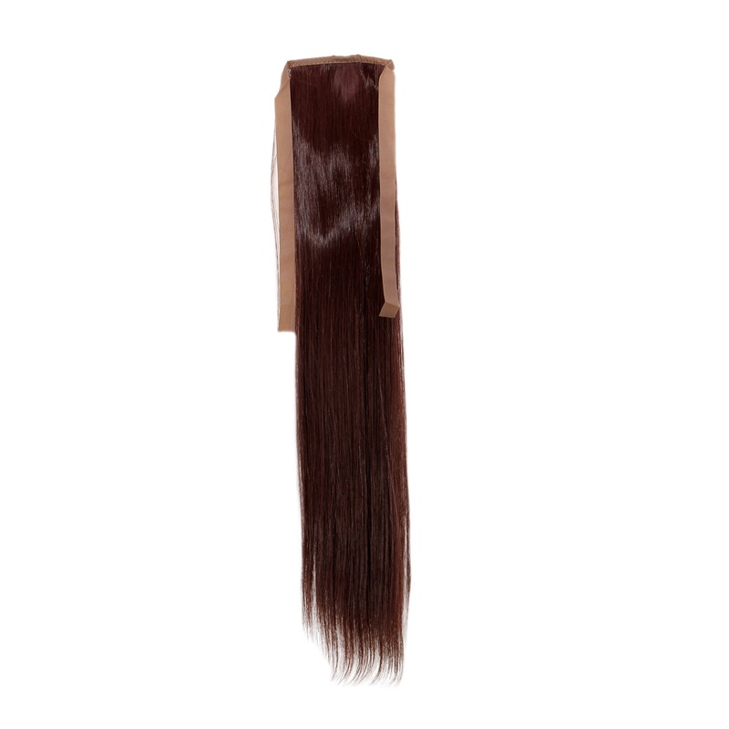 Hairpiece slim Ponytail Pigtail Mahogany Aurburn Straight Band + Clip Fastening YZF-TS18-33