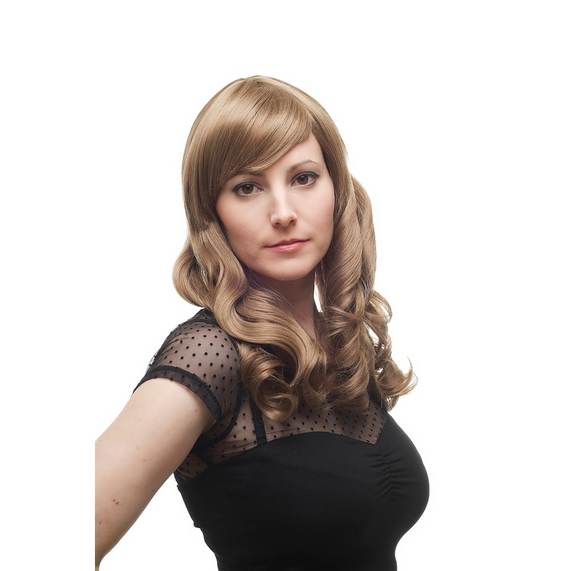 Lady Wig long romantic curls natural ash dark blond parted fringe 3405-14