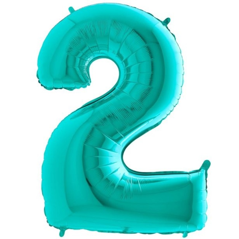 Number 2 foil balloon mint green 102cm