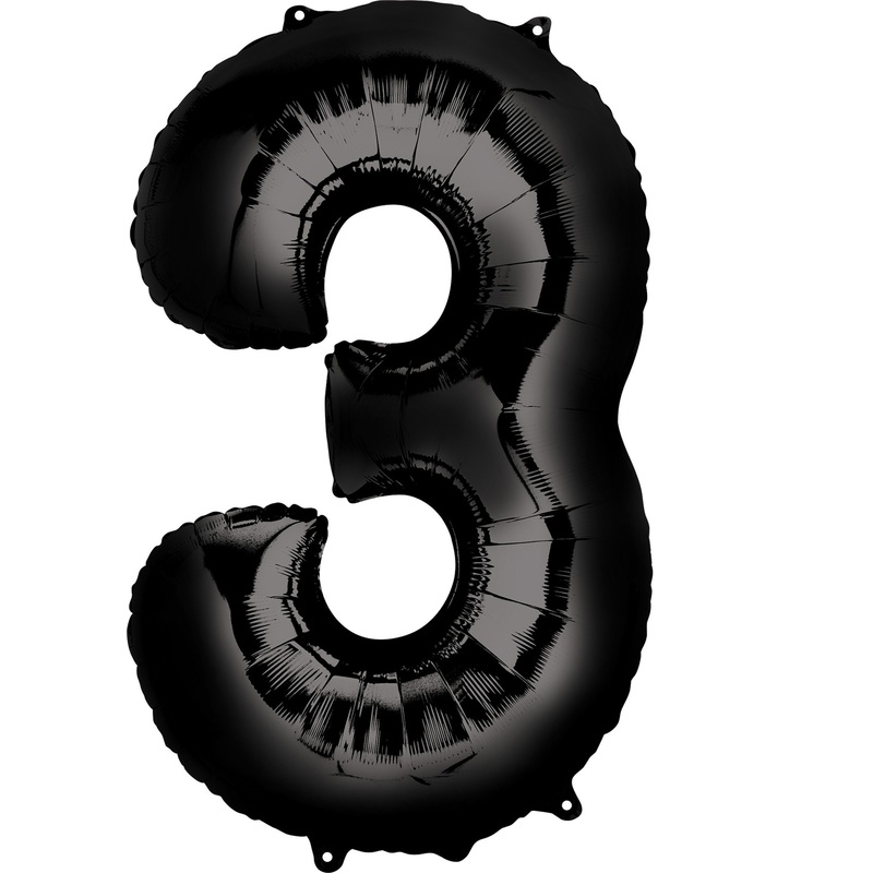 Numbers foil balloon 3 black 86cm