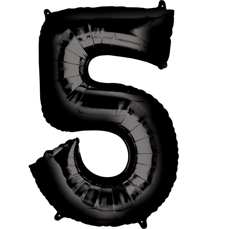 Numbers foil balloon 5 black 83cm