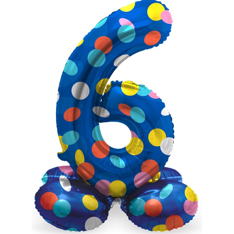 Standing number 6 balloon confetti rain 41cm