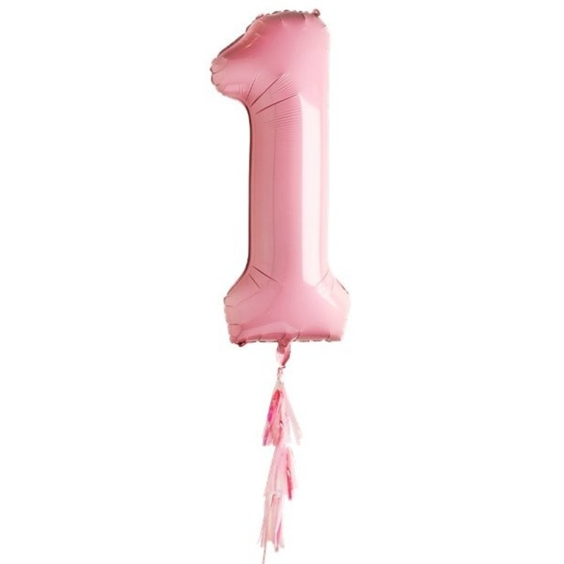 XXL 1st birthday foil balloon pastel pink 1.02m
