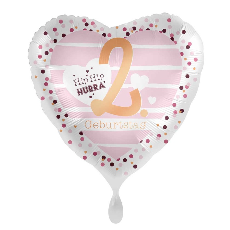 2nd birthday heart foil balloon 45cm