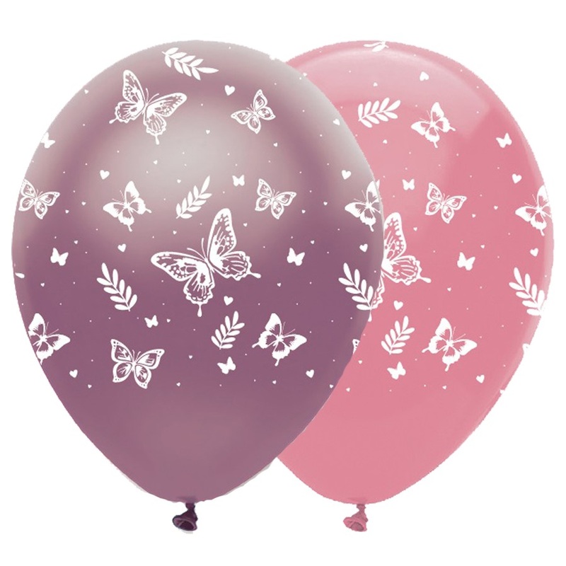 6 Eco Fly Butterfly Balloons 30cm