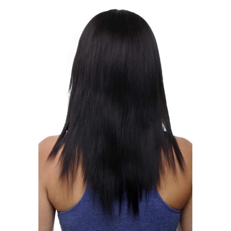 Hairpiece half wig clip-in extension 5 clips long straight dark brown HD1401