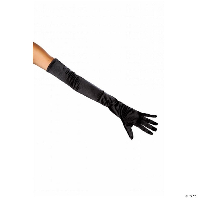 Roma Costume 10104-Blk-O-S Stretch Satin Gloves Adult Costume, Black – One Size