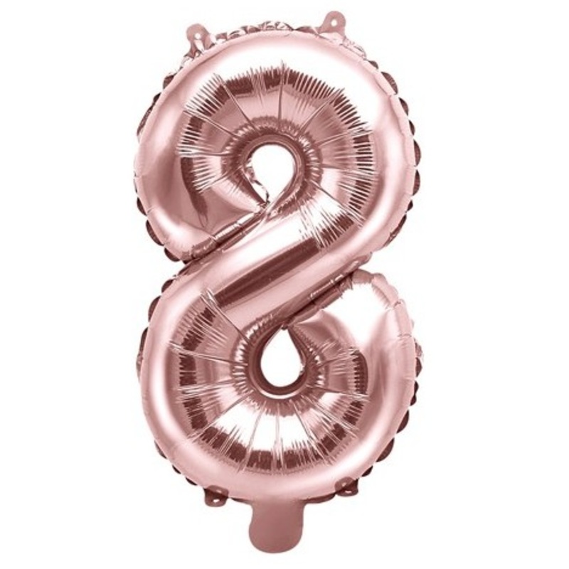 Number 8 Foil Balloon Rose Gold 35cm
