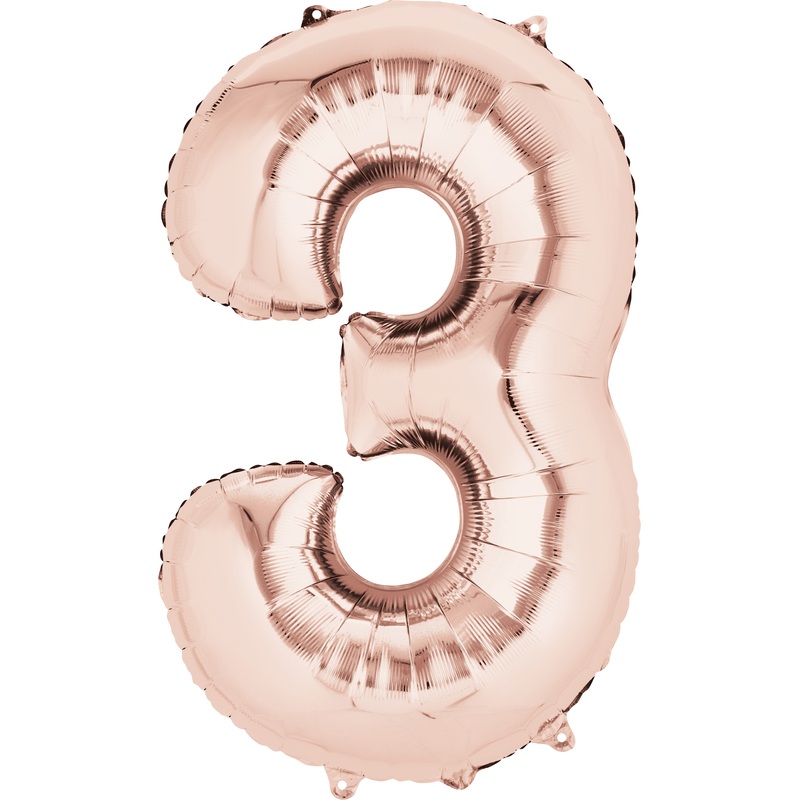 Number balloon 3 rose gold 86 cm