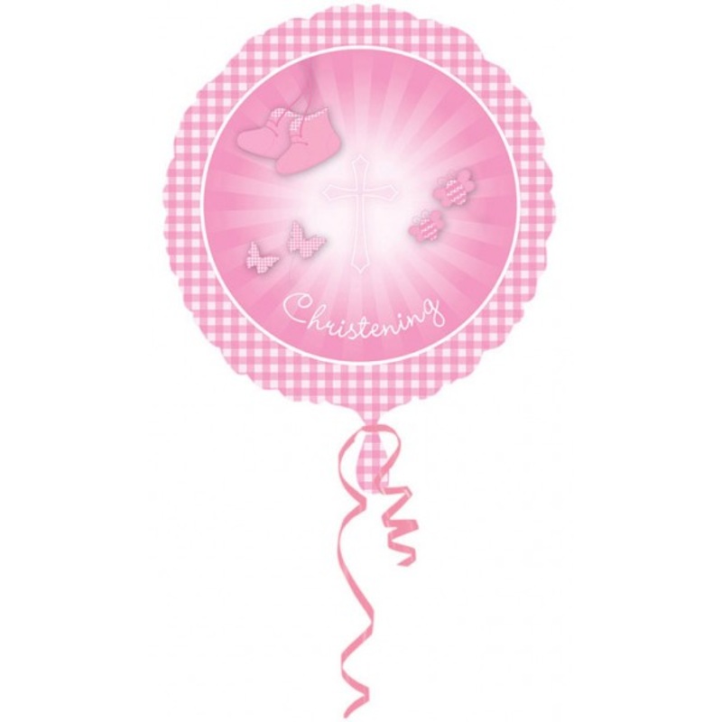 Pink baptism blessing foil balloon 45cm