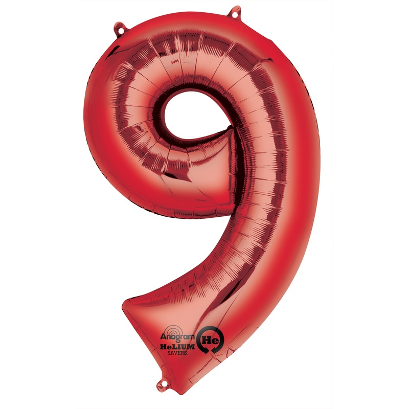 Number balloon 9 red 86cm