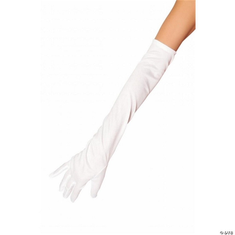 Roma Costume 10104-Wht-O-S Stretch Satin Gloves Adult Costume, White – One Size