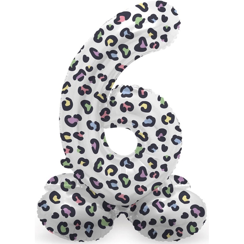 Standing Number 6 Balloon Leopard 72cm