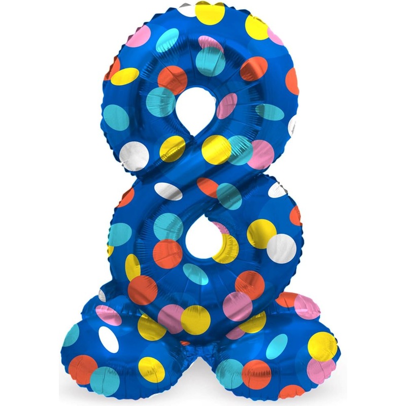 Standing number 8 balloon confetti rain 72cm