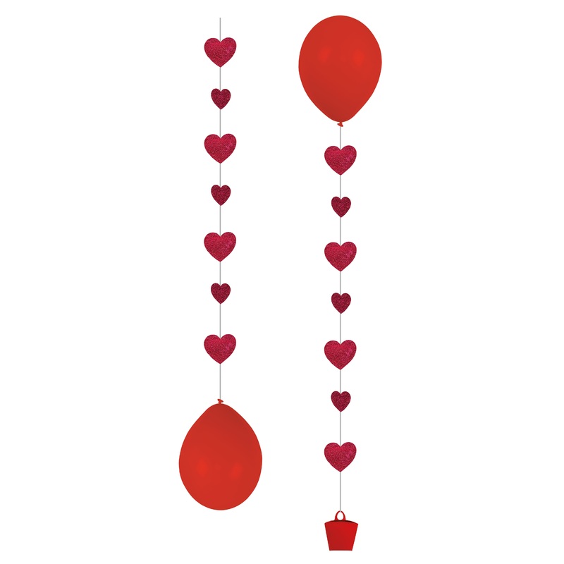 3 romantic balloon heart charms 1m