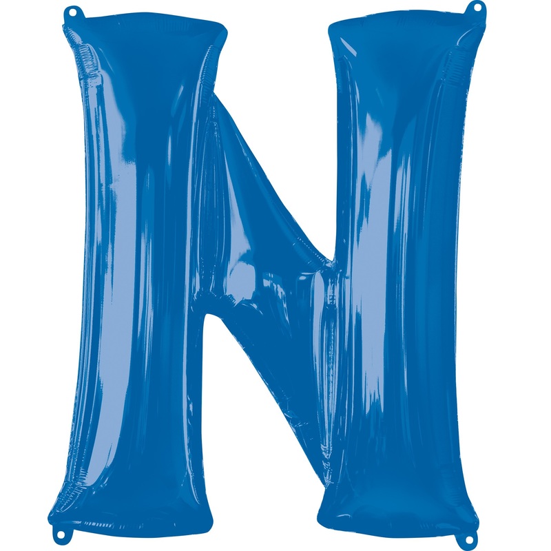 Foil balloon letter N blue XL 81cm