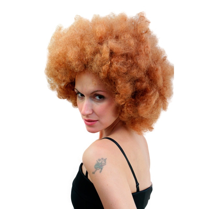 Huge Afro wig reddish red-brown brunette foxy brown funk 70ies superbad PW0067