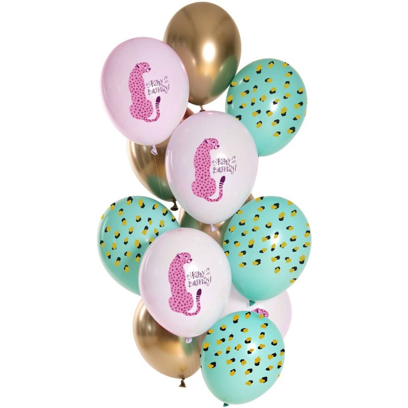 12 Panther Pinky birthday balloons 33cm