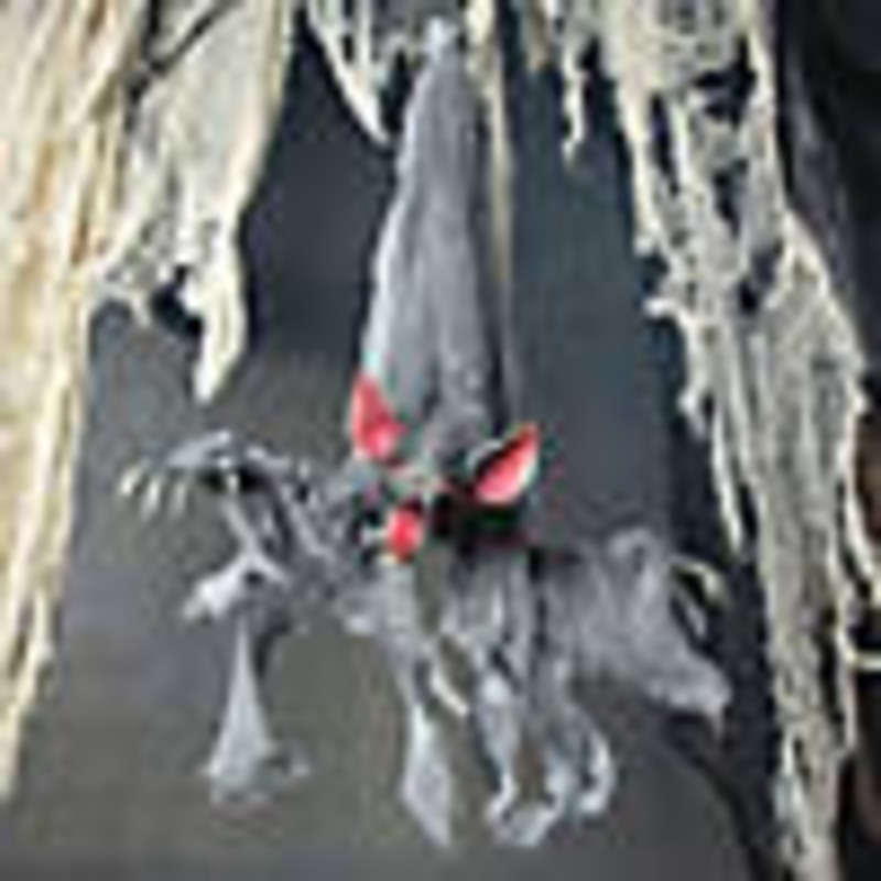 39 1/4 Animated Hanging Light-Up Upside-Down Gray Bat Halloween Decoration
