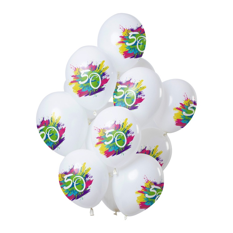 50th birthday 12 latex balloons Color Splash