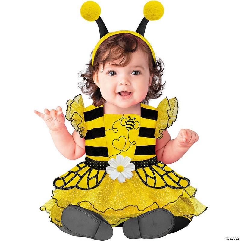 Baby Girl Yellow & Black Polyester Baby Bee Halloween Costume
