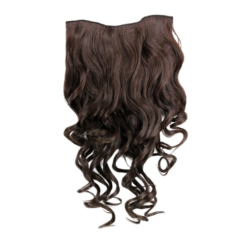 Hairpiece Halfwig 7 Clip In Extension long curls curled chocolate brown H9503