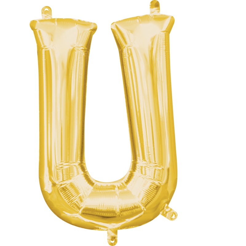 Mini foil balloon letter U gold 35cm