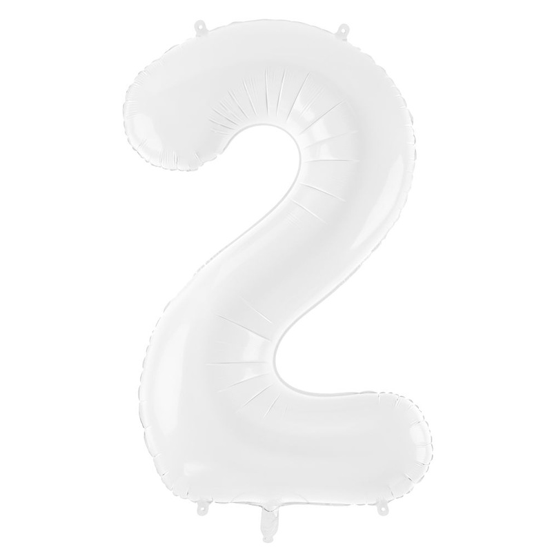Number 2 White Number Foil Balloon 86cm