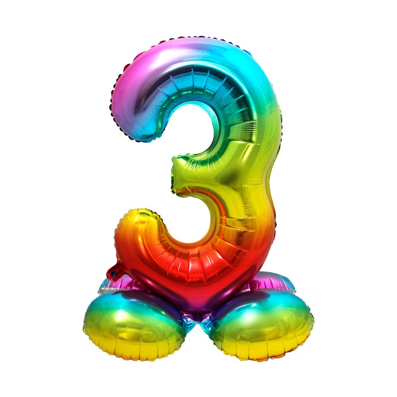 Number 3 rainbow airwalker balloon 72cm