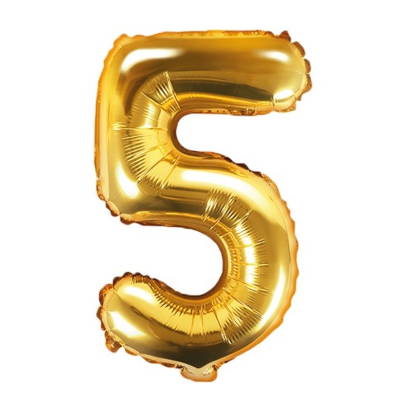 Number 5 foil balloon gold 35cm