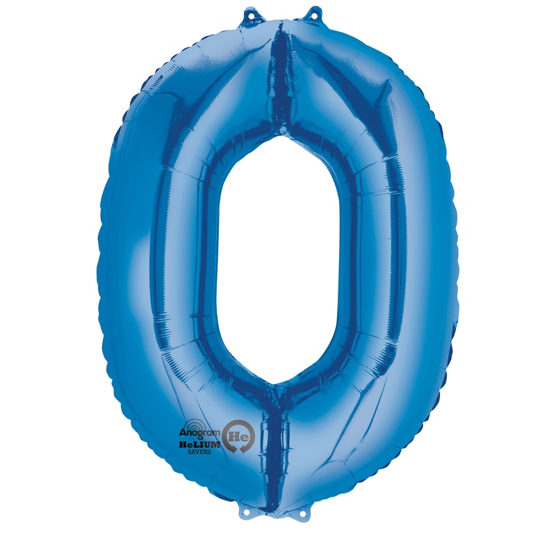Number balloon 0 blue 88cm