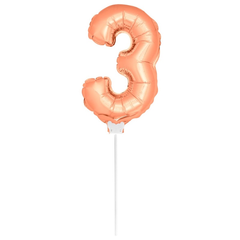 Stick balloon number 3 rose gold 36cm