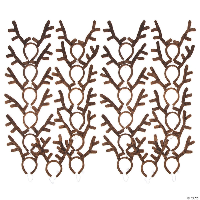 15 Bulk 144 Pc. Stuffed Fuzzy Reindeer Antler Plastic Headbands