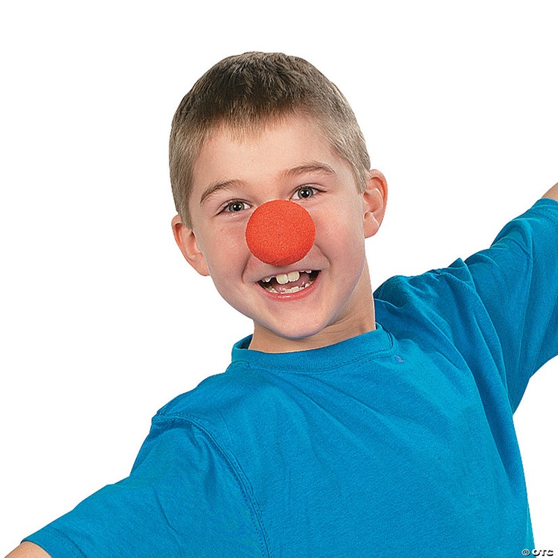 2 Bright Red Classic Sponge Clown Noses  12 Pc.