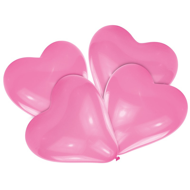 4 heart balloons pink 30cm
