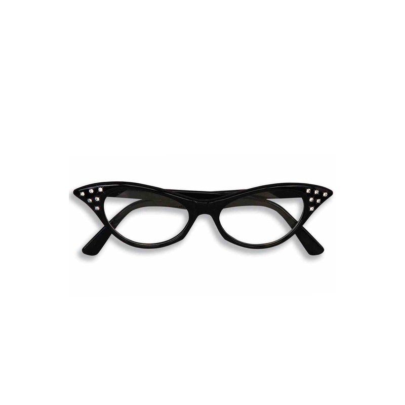 50’s Rhinestone Glasses (Black) Standard