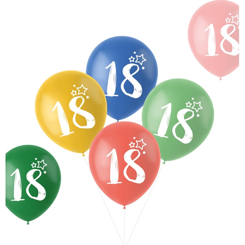 6 Gleeful 18th Birthday balloons 33cm