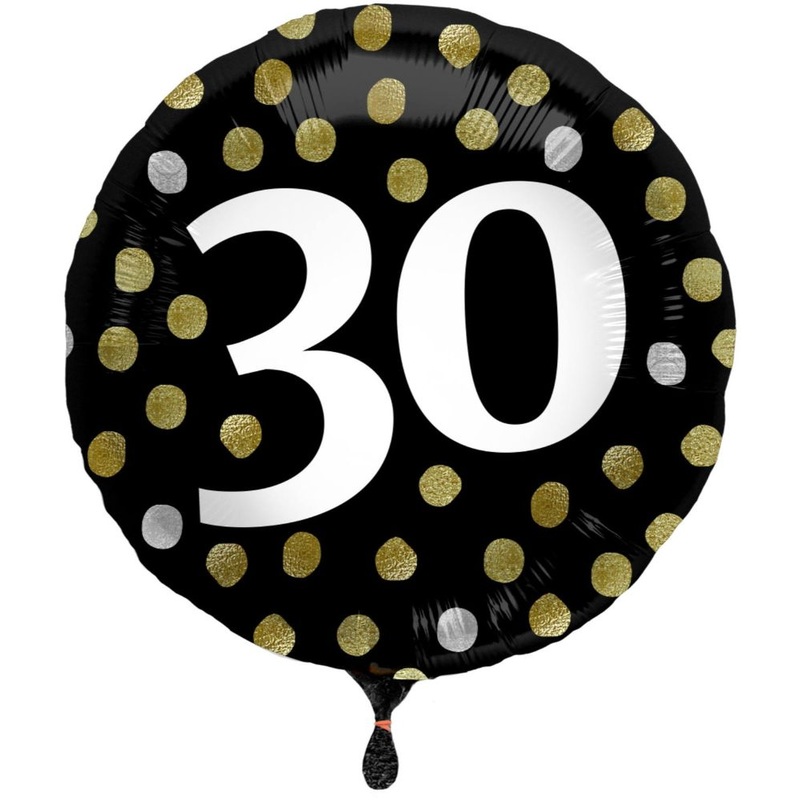 Foil Balloon 30th Birthday Glossy Black 45cm