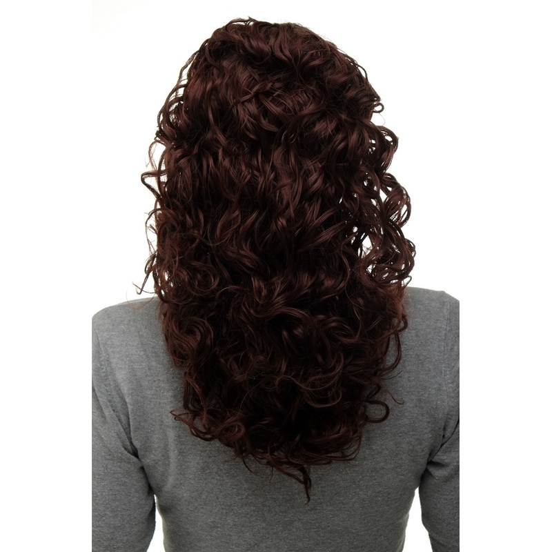 Hairpiece Ponytail combs & draw string long curls curled mahogany auburn NC002-33