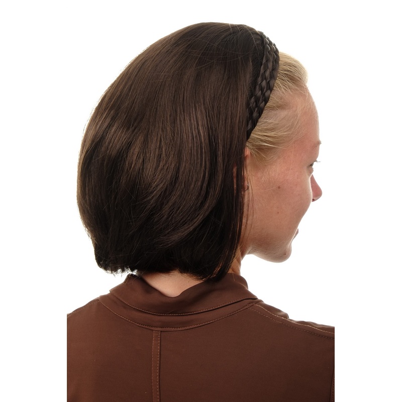 Halfwig Hairpiece braided hair circlet medium length sleek brown 90606