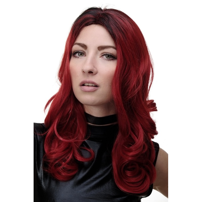 Lady wig various hues red Vamp ombre middle parting slight curl volume GFW1832