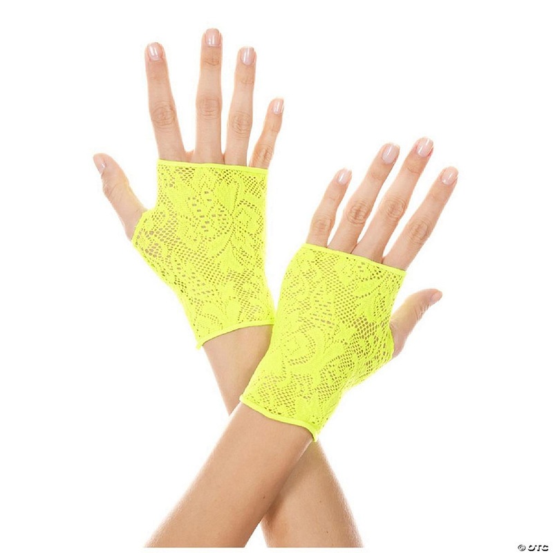 Music Legs 435-NGREEN Lace Gloves, Neon Green