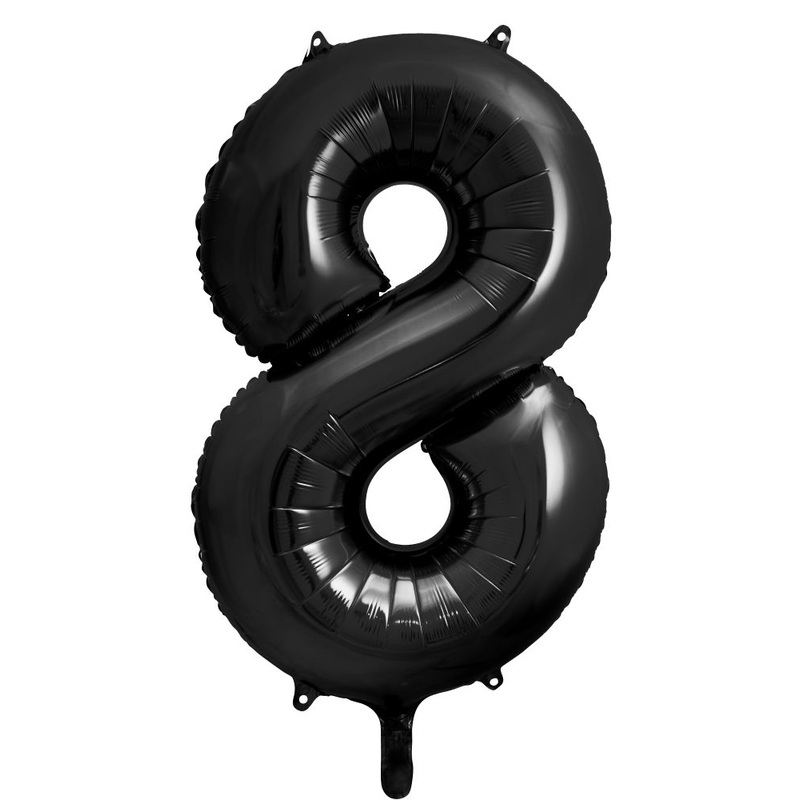 Number 8 Black Number Foil Balloon 86cm