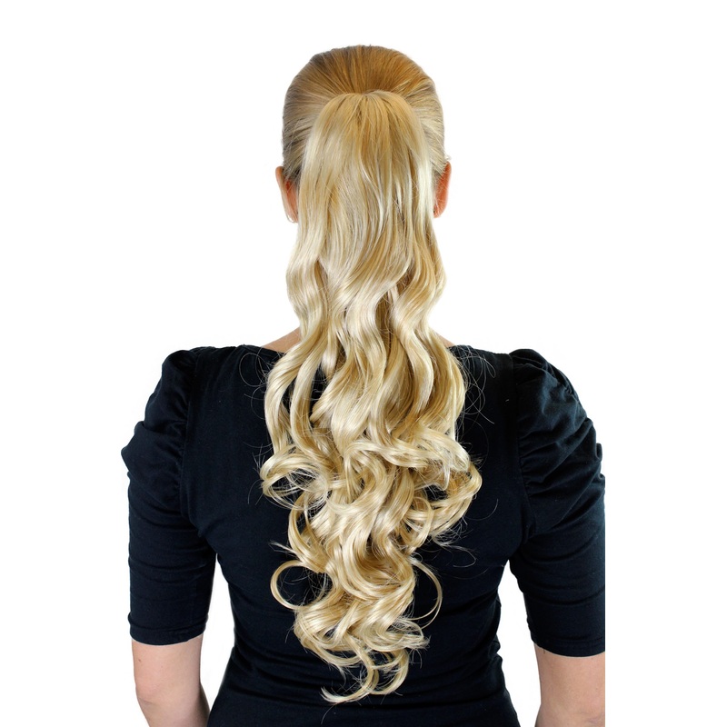 Ponytail Hairpiece extension very long wavy voluminous medium blond XF-0011-24B