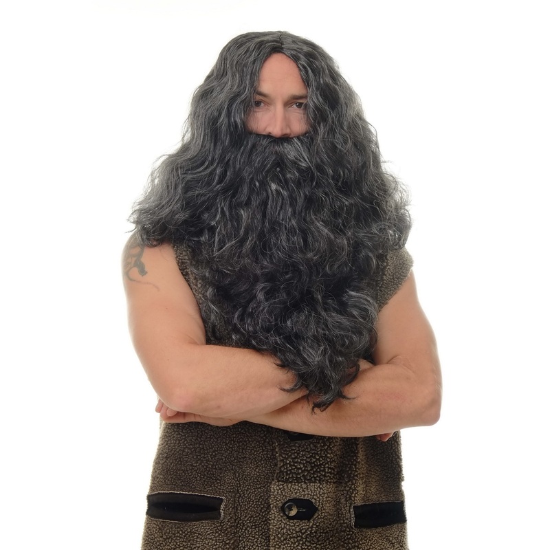 Wig & Beard set black prophet Sadhu Guru Jesus Hipster Viking Wild Man WIG011