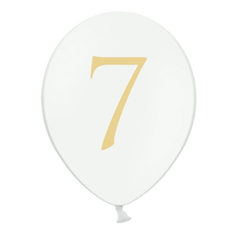 50 white balloons golden number 7