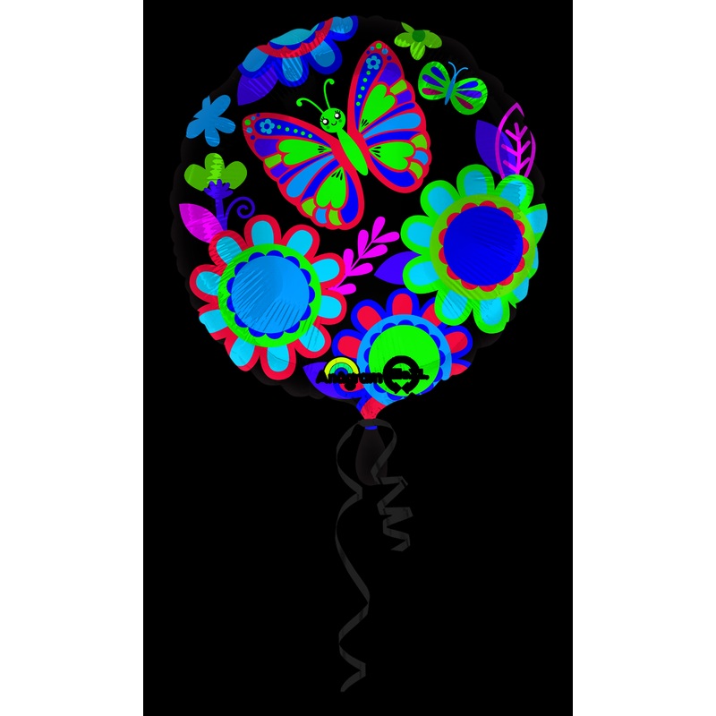 Foil balloon flower meadow with butterfly