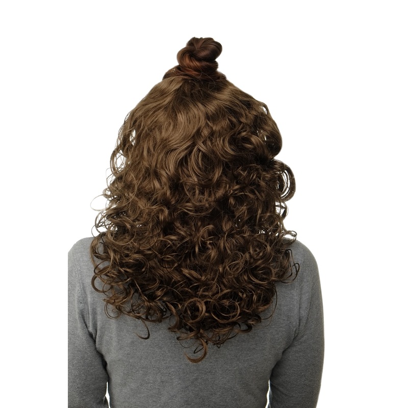Hairpiece 7 Clips Hair Extension Half Wig Curls Golden Brown H9312-12